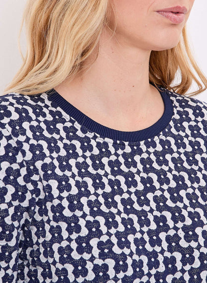 Sweat col rond maille jacquard bio BASILIE