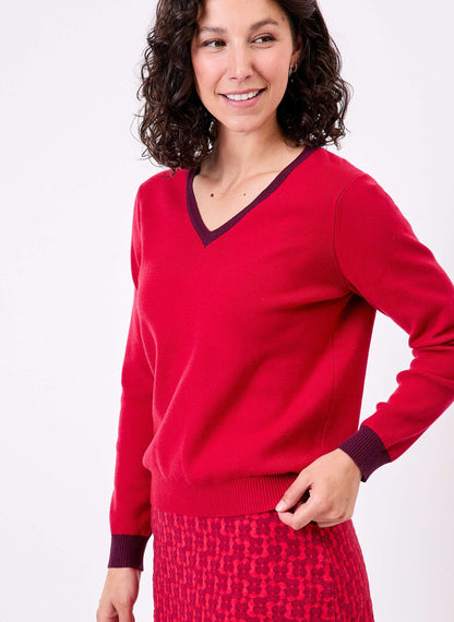Pull maille épaisse col V ELI