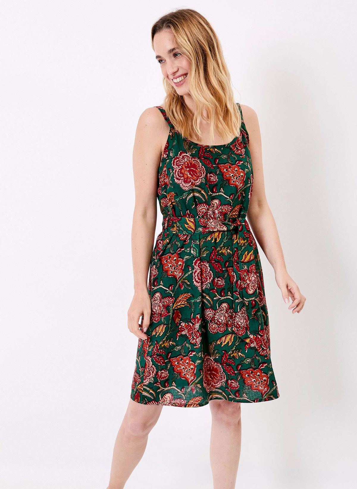 Robe imprimée fluide sans manches avec ceinture NATHOR