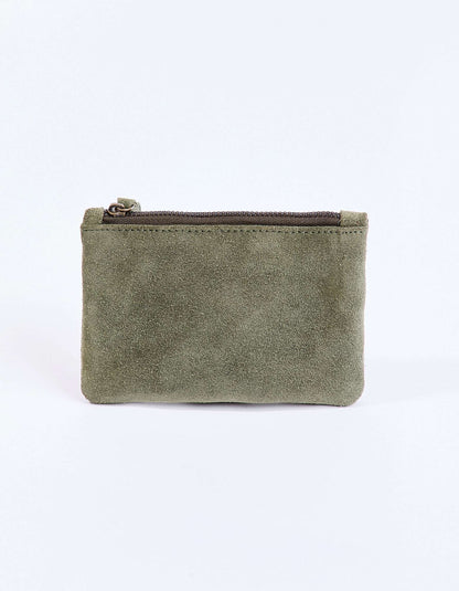 Petite pochette zippée en Suede de cuir YADAV