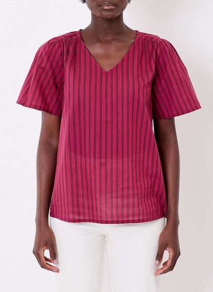 Top rayé manches courtes voile de coton bio PALANE