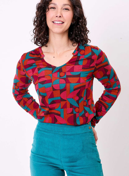 T-shirt imprimé fluide col V maille ORVAR
