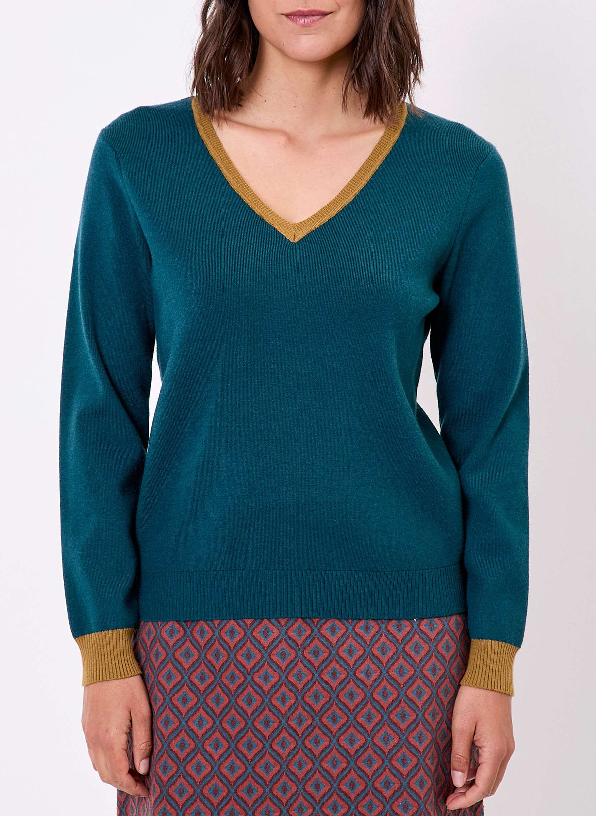 Pull maille épaisse col V ELI