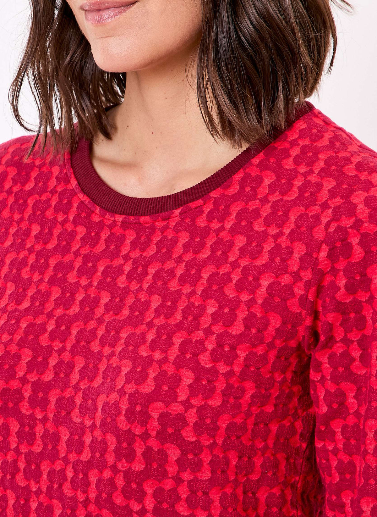 Sweat col rond maille jacquard bio BASILIE