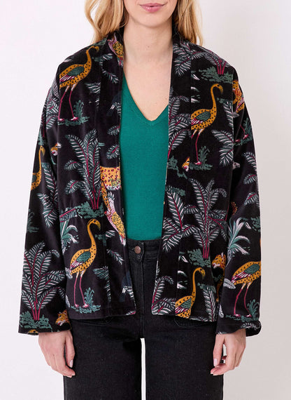 Veste Kimono velours imprimé indien DHARMA