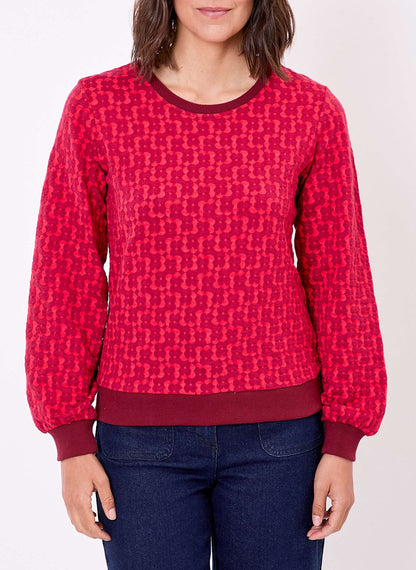 Sweat col rond maille jacquard bio BASILIE