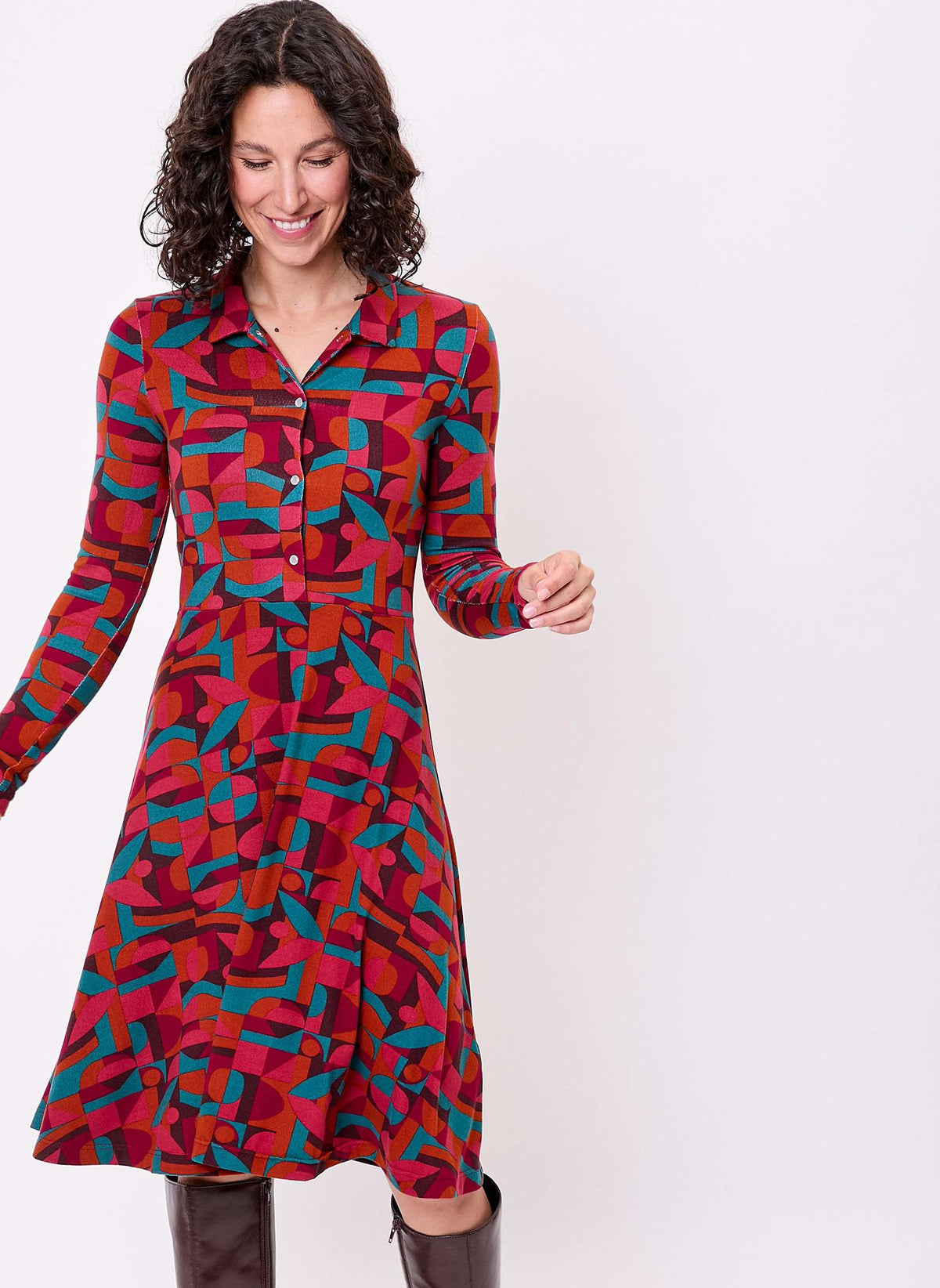 Robe chemise maille fluide imprimée SANDA