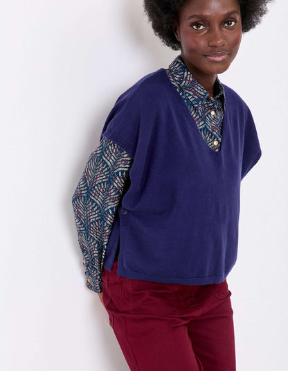 Pull maille sans manche col V SATINKA