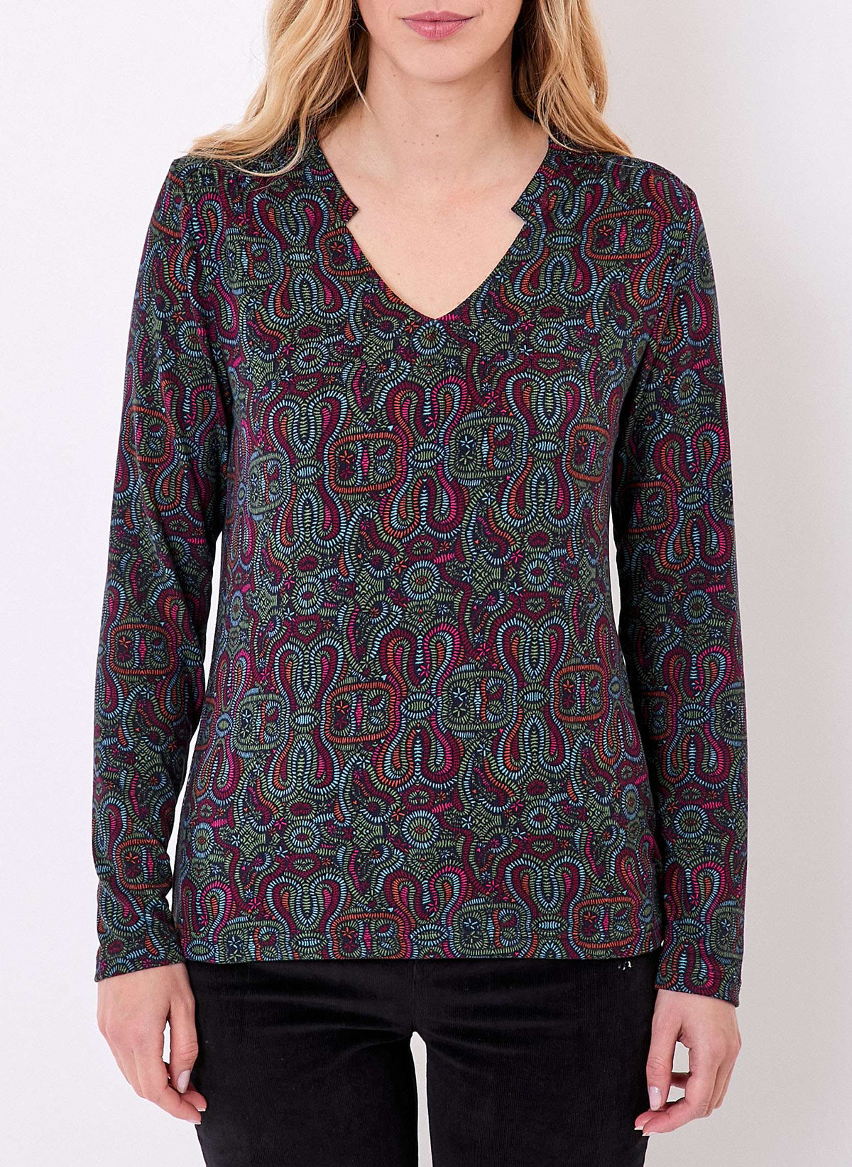 T-shirt imprimé fluide col V maille ORVAR