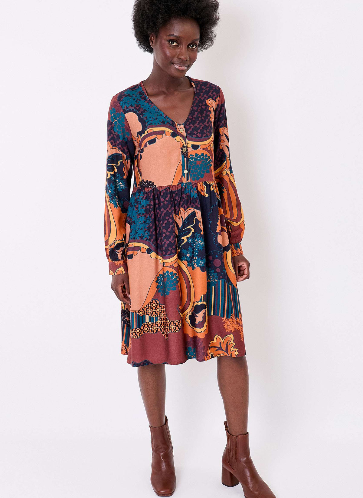 Robe empire fluide imprimée EUDOKO